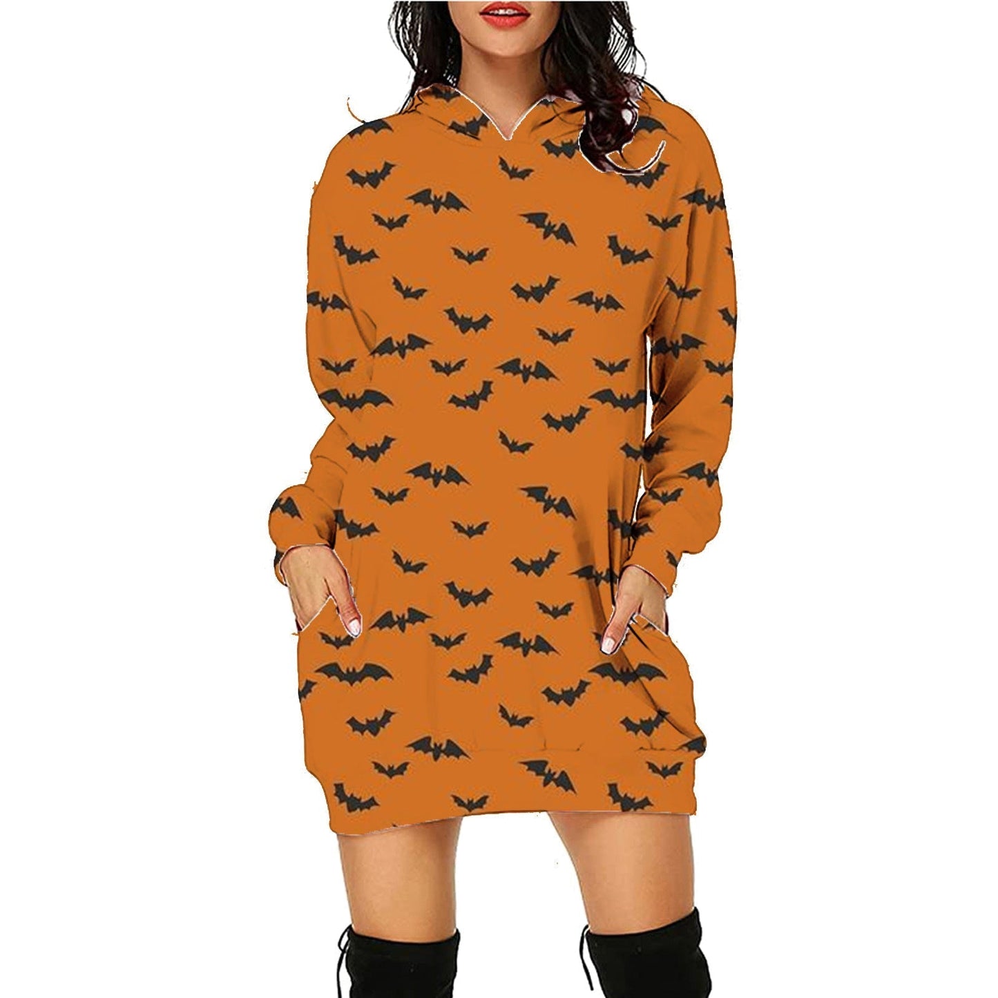 Halloween Print Long Hoodie With Pockets Sweater Sleeve Clothes Women Sc15 / S