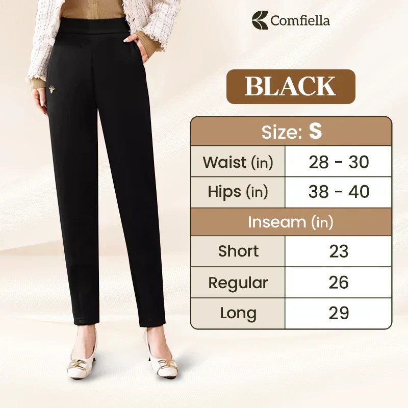 Comfiella - Women’s Casual High Waist Modern Fit Pants Hot Sale 50% Off Black / S