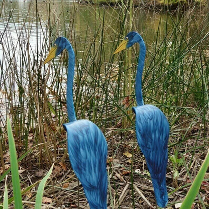 Florida Dancing Birds Garden Metal Art Blue Heron / Length: 70Cm (Including Pole)