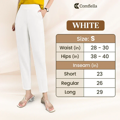 Comfiella - Women’s Casual High Waist Modern Fit Pants Hot Sale 50% Off White / S