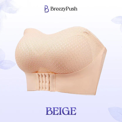 Breezypush - Breathable Non-Slip Strapless Front Buckle Push-Up Bra Hot Sale 50% Off Beige / M