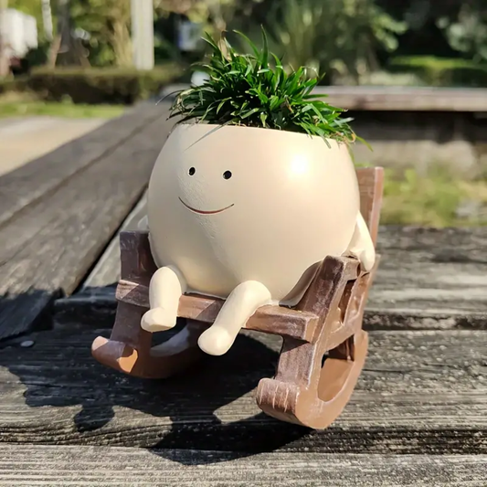 Potelegant Smily Face Planter Pot Rocking Chair
