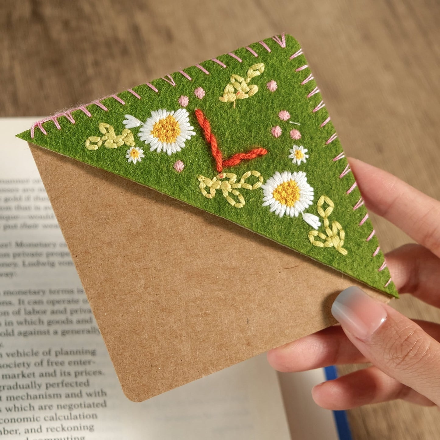 Personalized Hand Embroidered Corner Bookmark Home & Kitchen