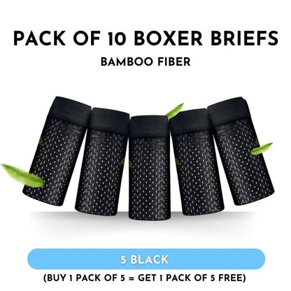 Boxhero – Pack Of 10 Bamboo Fiber Boxer Briefs Buy 5 Get L / Black (10Pcs)