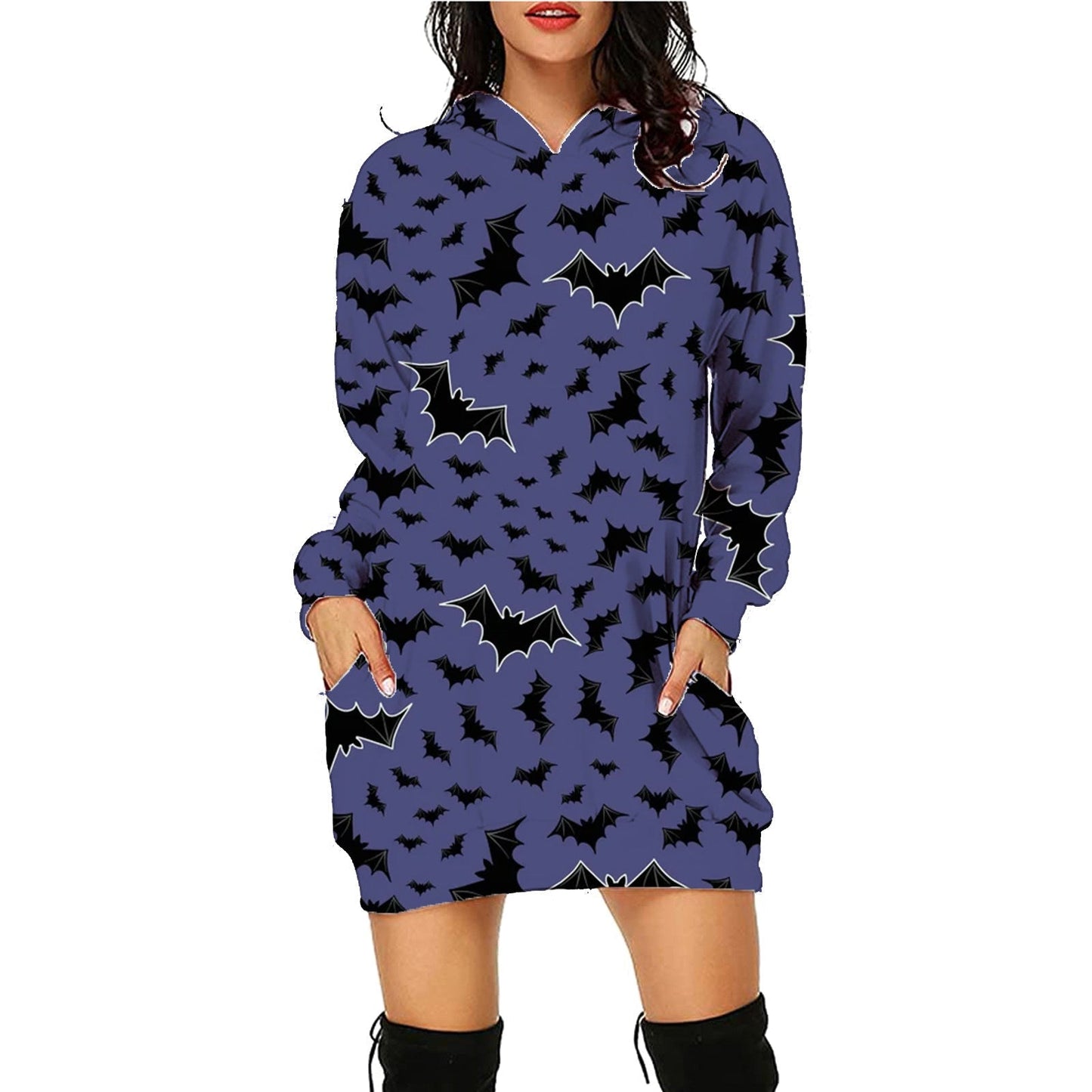 Halloween Print Long Hoodie With Pockets Sweater Sleeve Clothes Women Sc14 / S