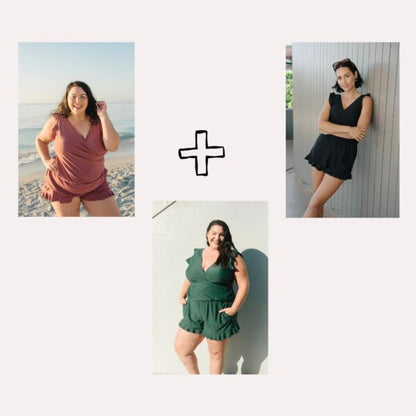 Last Day 49% Off – Built In Bra And Leggings Swim Romper Set 3 (Green + Rose Black) - 50% Off / Xs