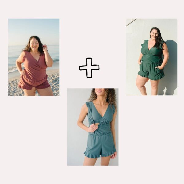 Last Day 49% Off – Built In Bra And Leggings Swim Romper Set 3 (Green + Rose Blue) - 50% Off / Xs